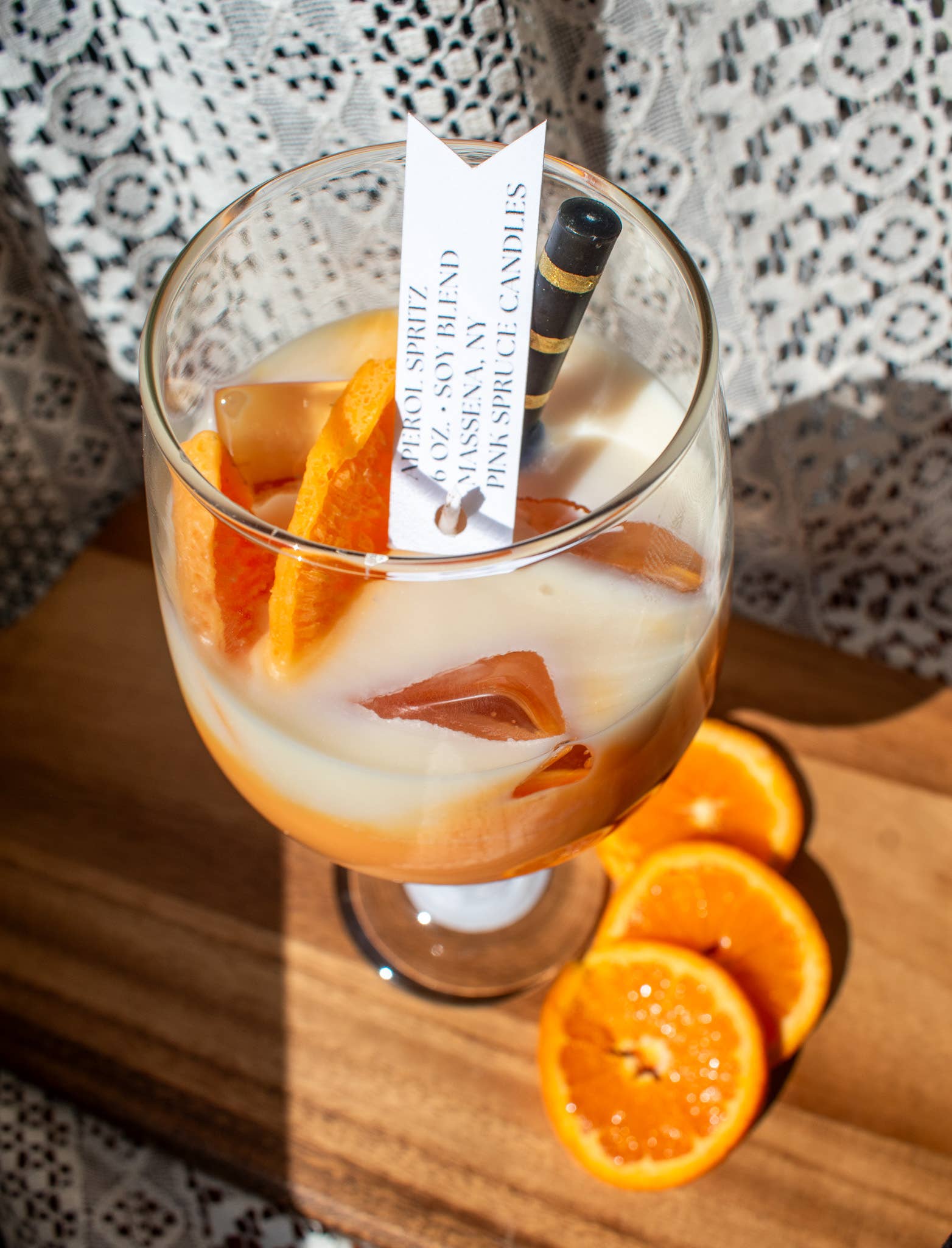 Pink Spruce - Wholesale Novelty Candle - Aperol Spritz Soy Blend Candle - Hand Poured in Small Batch 3