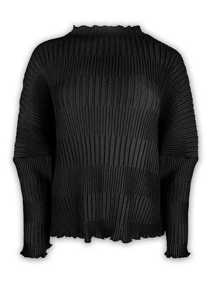 Iris Lettuce Edge Stripe Jacquard Top for wholesale by Wild Cosmos