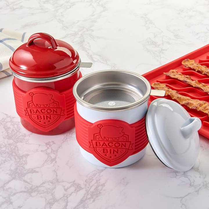 TALISMAN DESIGNS - Wholesale Kitchen Tool/Gadget - Metal Bacon Bin Grease Holder- Red