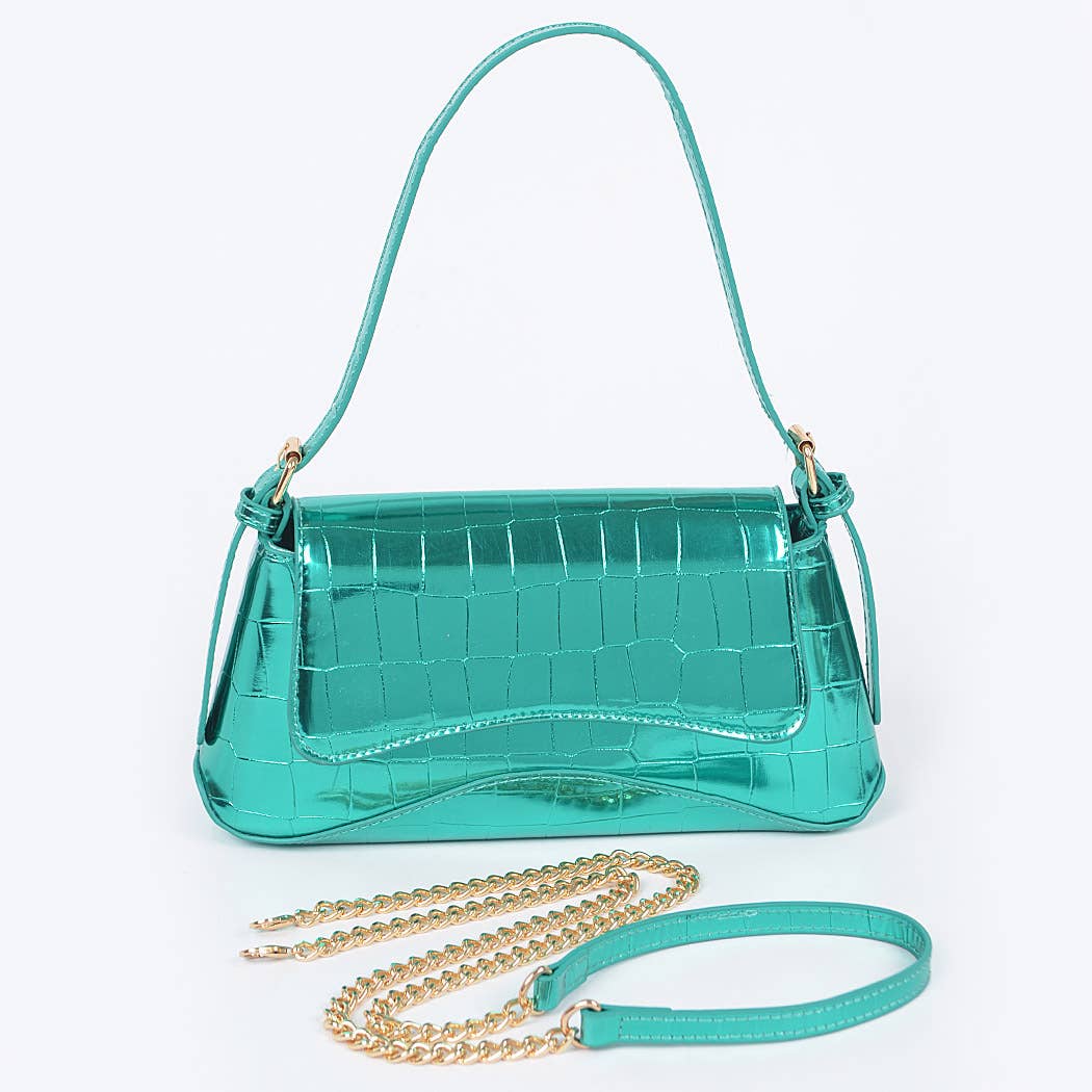 3AM BY H&D ACCESSORIES – Großhandel Schultertasche – Damen – Handtasche für Damen aus Metall mit Krokoprägung0