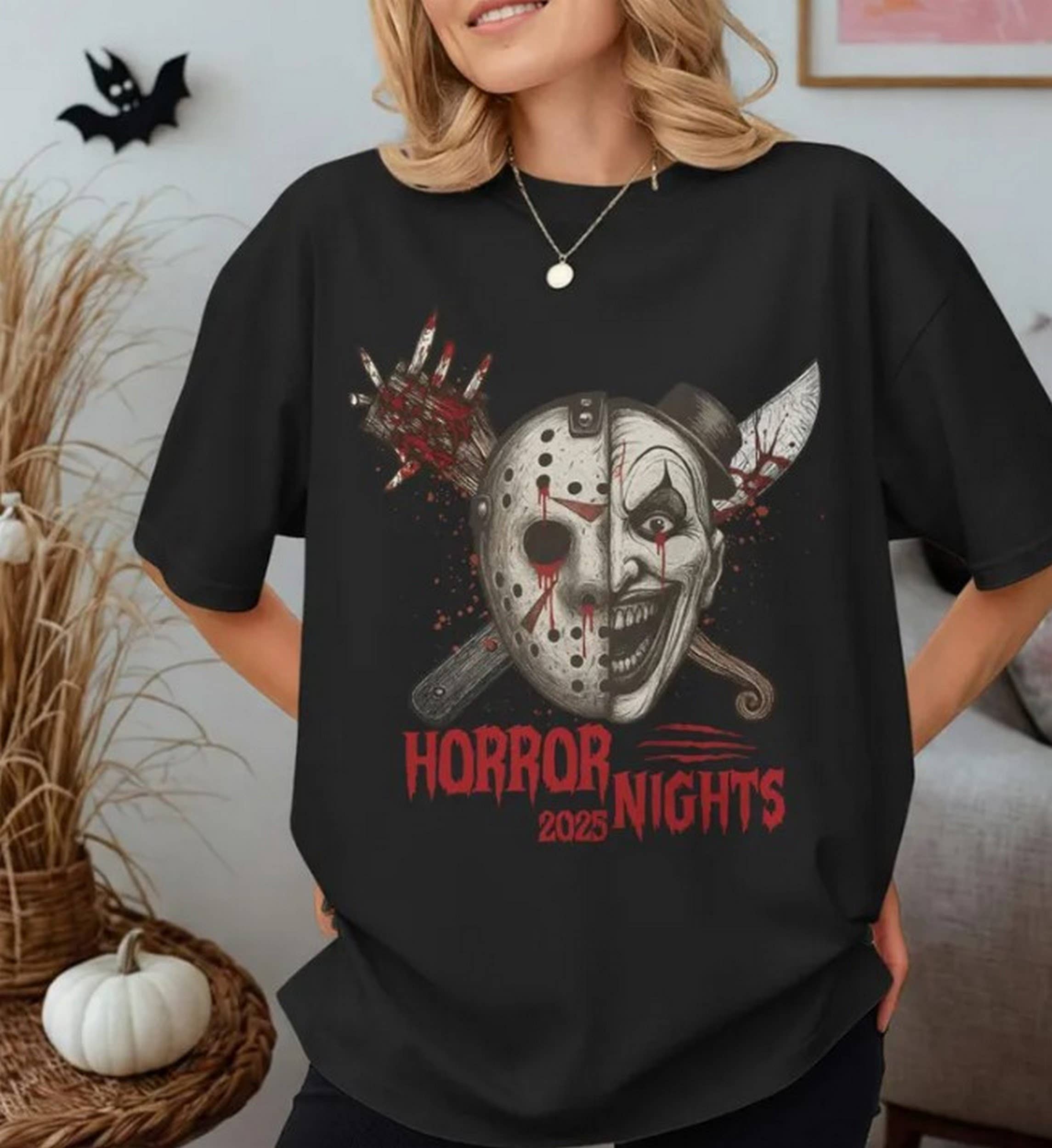 Black Halloween Horror Night Shirt, Freddy Krueger Shirt, Jason for wholesale on Faire