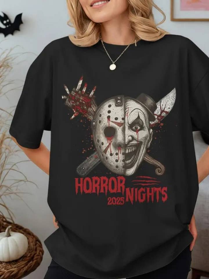 Black Halloween Horror Night Shirt, Freddy Krueger Shirt, Jason for wholesale on Faire0