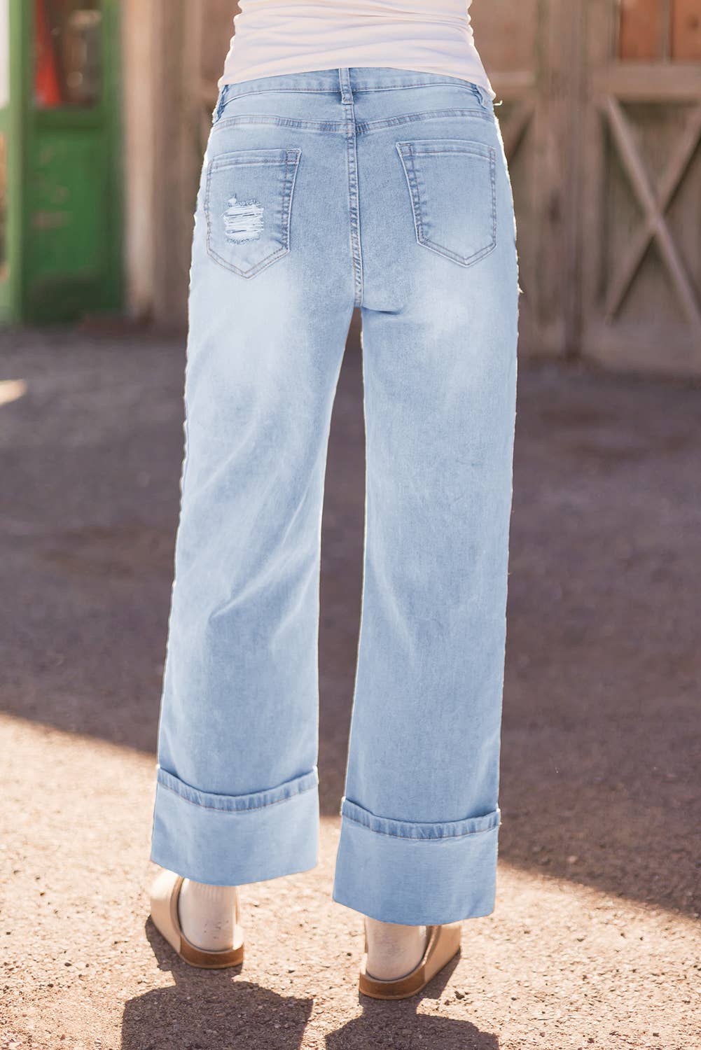 Comme indiqué Jeans évasés à la lumière et délavés à la lumière Fashion-W*4-16 en vente sur Faire1