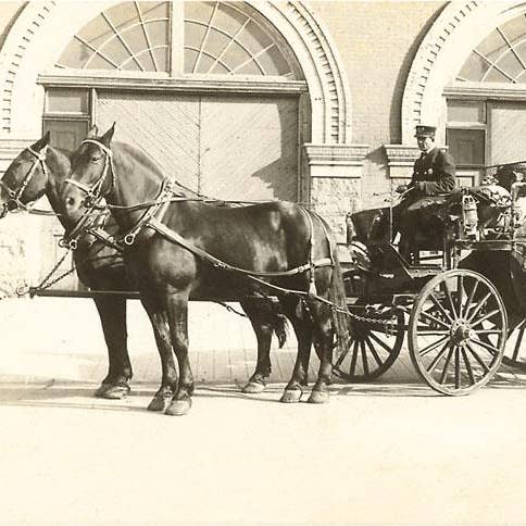 Art Print FD-18 Horse-Drawn Fire Wagon for wholesale by Found Image Press