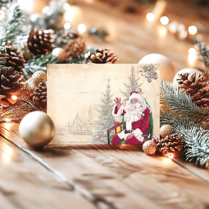 Traditional Vintage-Style Father Christmas Notecards | Santa for wholesale by Gemini's Fine Art Studio