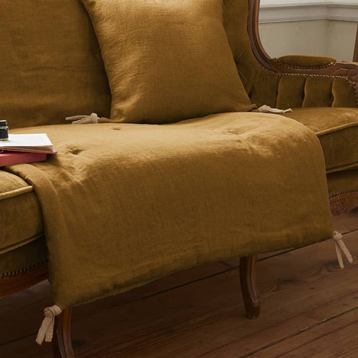 Housse De Rêve - Wholesale Bedding Blanket - End of bed 90x200 cm French Linen Caramel1