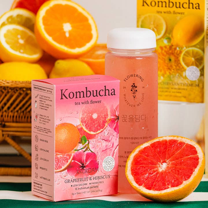KKOKDAM Premium Flower Tea - Wholesale Powdered health drink - Flower Kombucha Tea (15 Packets) - Grapefruit&Hibiscus4