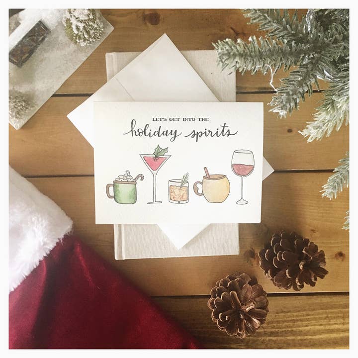 Kerstmis – “Feestelijke Geesten” Grappige Cocktail Drinkkaart voor wholesale door kenziecards