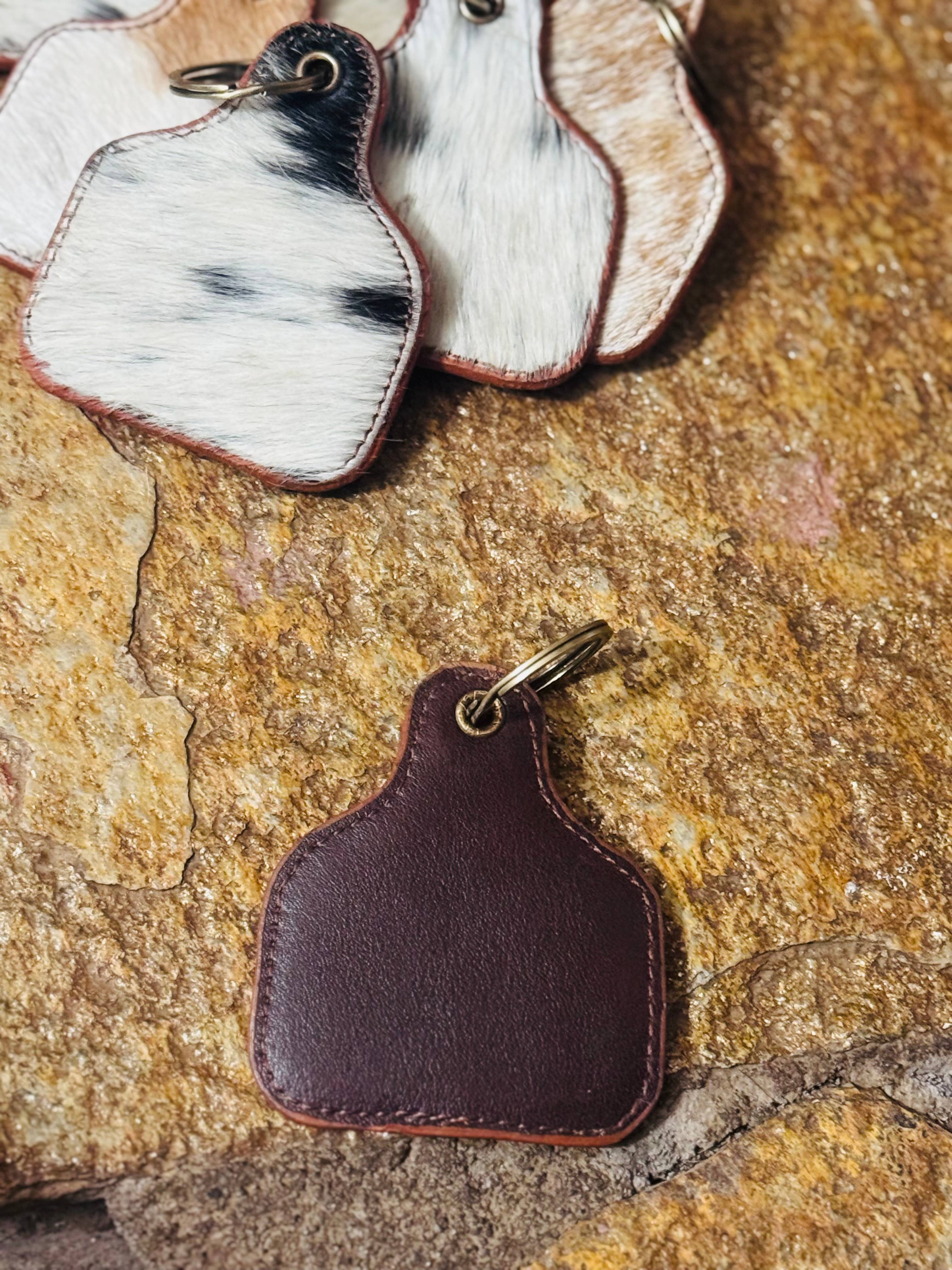 FRINGE & LUXE - Wholesale Keychain - Women's - Cow tag keychain-  Leather and Hide 2
