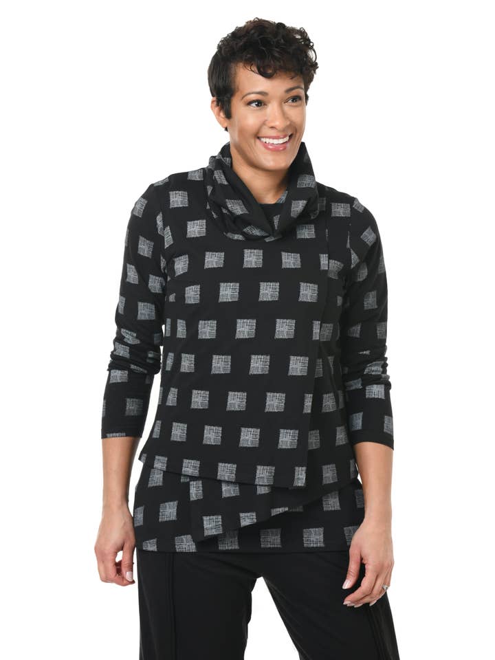 Tulip Clothing - Wholesale Sweatshirt - Dames - SDM152 Bristol in zwartgrijze mini-chex1