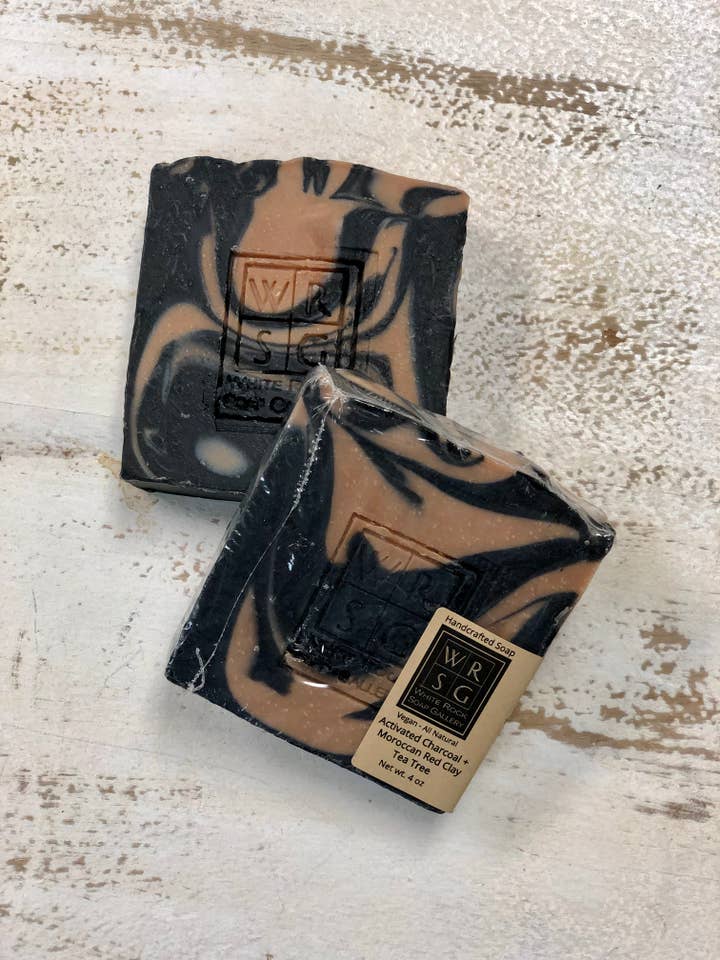 Activated Charcoal & Moroccan Red Clay Soap for wholesale by White Rock Soap Gallery