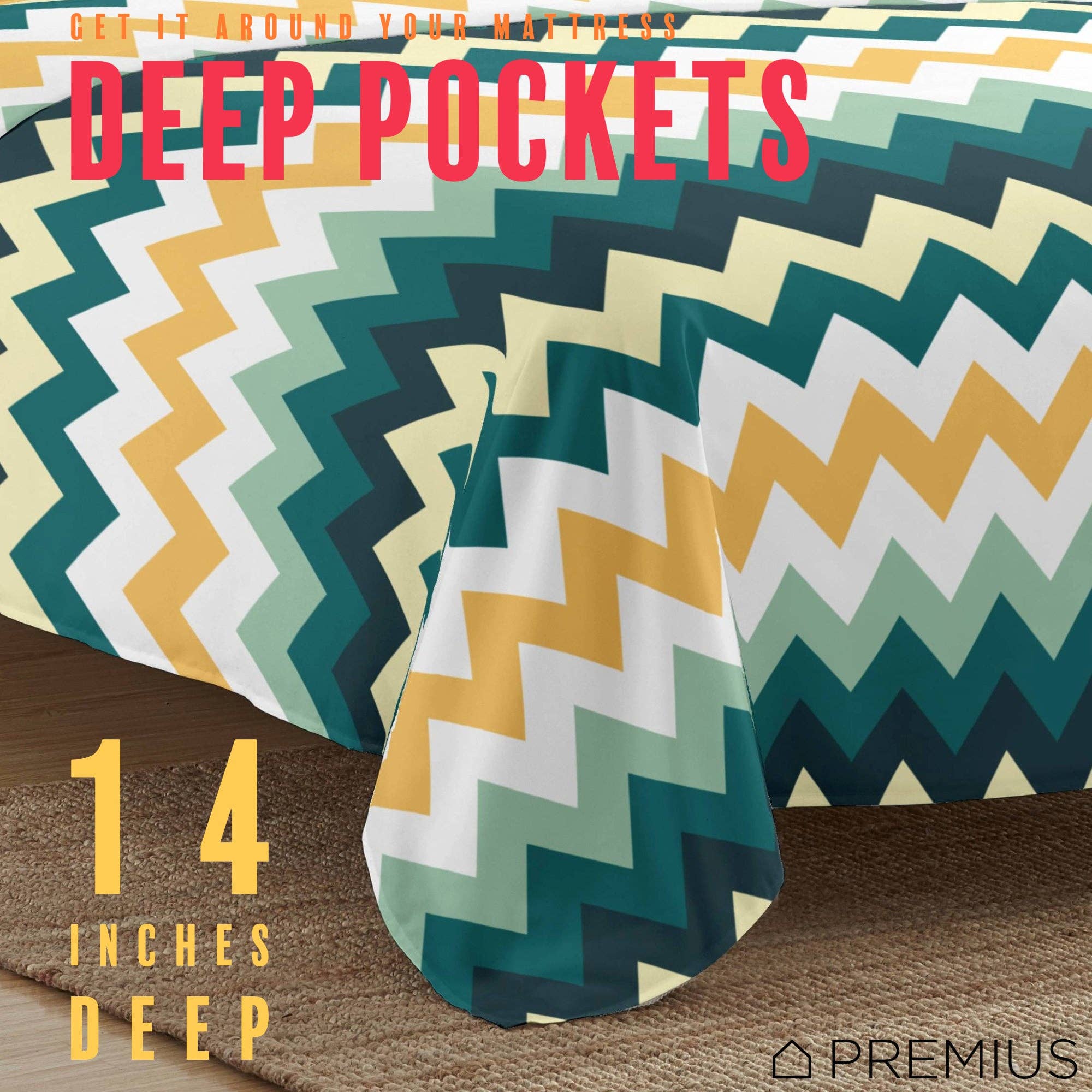 ShopBobbys - Wholesale Sheet Set - PREMIUS Montego Soft Wrinkle-Free Microfiber Sheet Set, Green-Yellow4