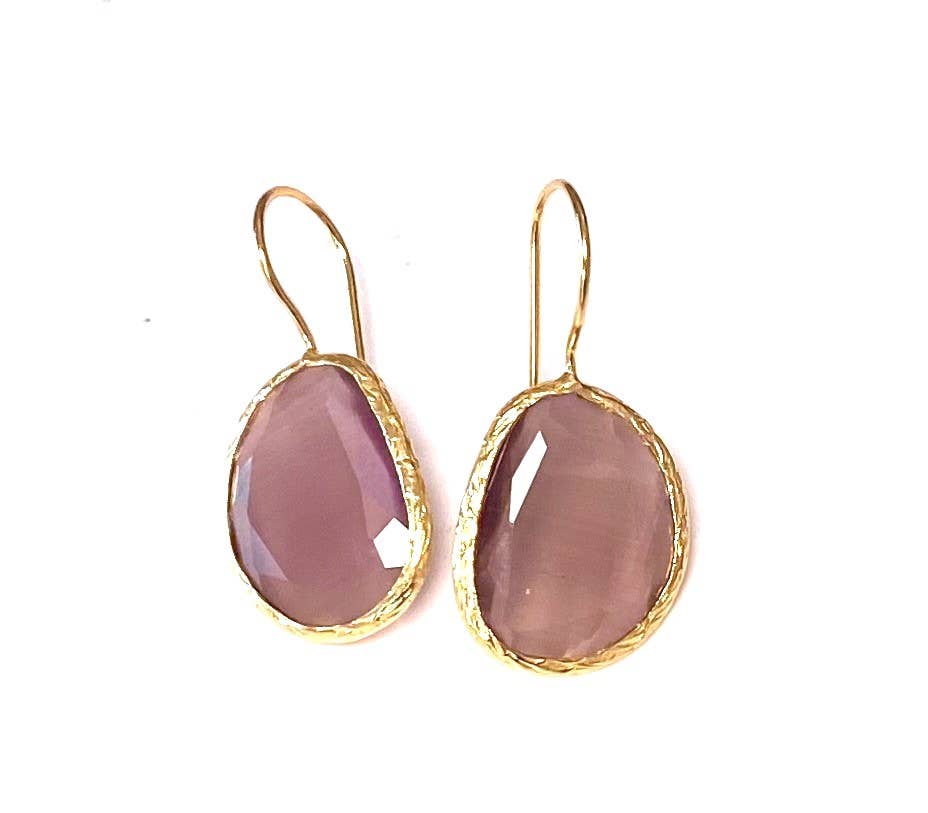 Chic Le Freak - Wholesale Dangle Earrings - Purple cateye stone earrings1
