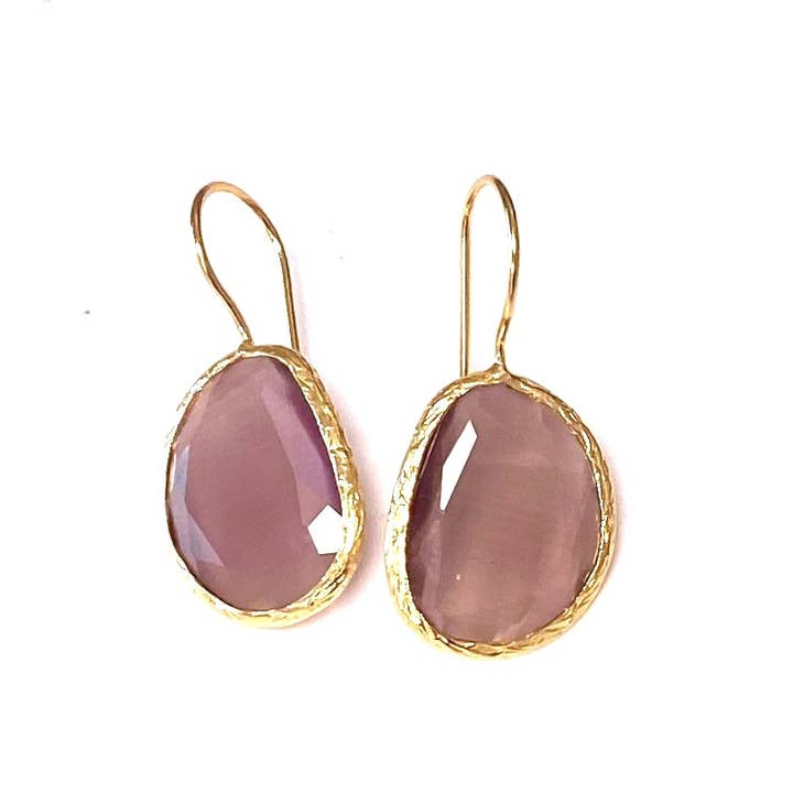 Chic Le Freak - Wholesale Dangle Earrings - Purple cateye stone earrings1