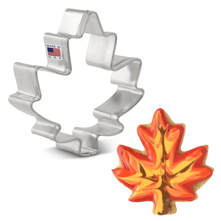 Mini Maple Leaf Cookie Cutter. (Bag of 1 Dozen) for wholesale by Ann Clark
