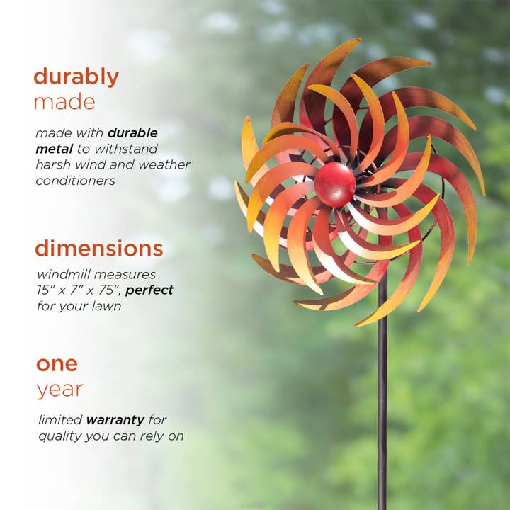 Alpine Corporation - Wholesale Garden/Lawn Stake - Alpine Corporation Fiery Metal Kinetic Dual Spinning Garden8