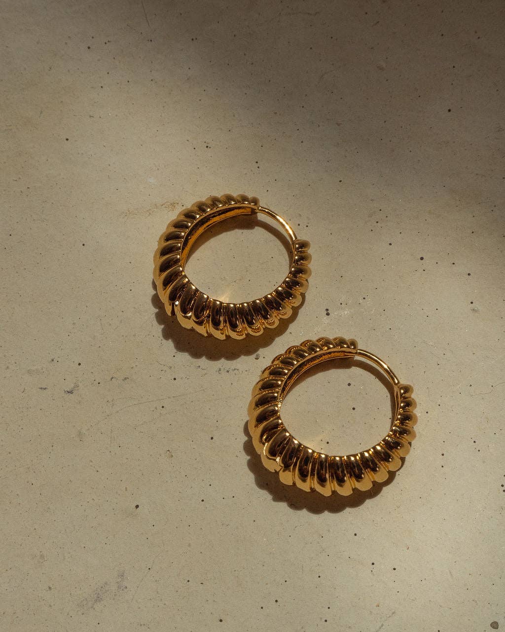 Luv AJ - Wholesale Hoop Earrings - Ridged Marbella Hoops- Gold (Ships Mid January)1