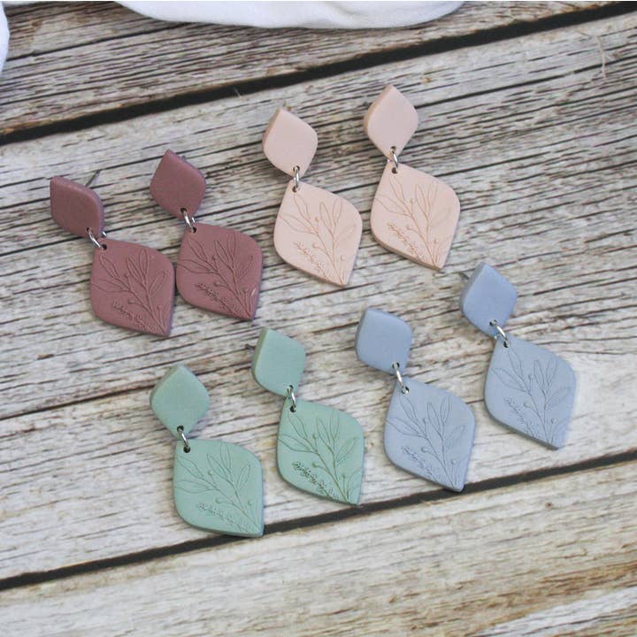 Debossed Botanical Earrings for wholesale by Arias Design Co