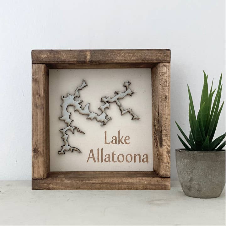 Pine Designs - Wholesale Sign - 7 x 7 "Any" Lake Name and Shape 3D Art Wood Sign