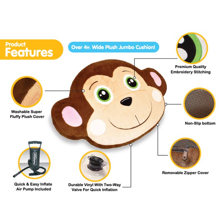 Salus Brands – wholesale Floor pillow – Comfy Monkey Fluffy Floor Cushion7