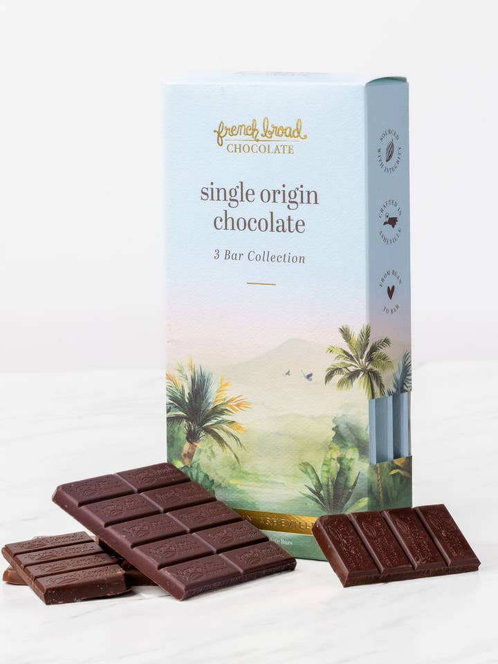 Single Origin 3 Bar Collection - 60g for wholesale by French Broad Chocolate