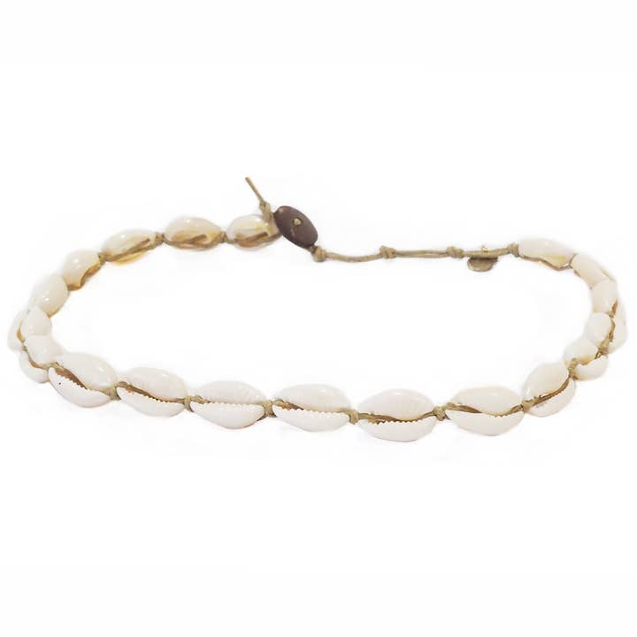 Lotus and Luna - Wholesale Choker/Collar - Cowry Shell Choker/Double Wrap (Brown Cord)