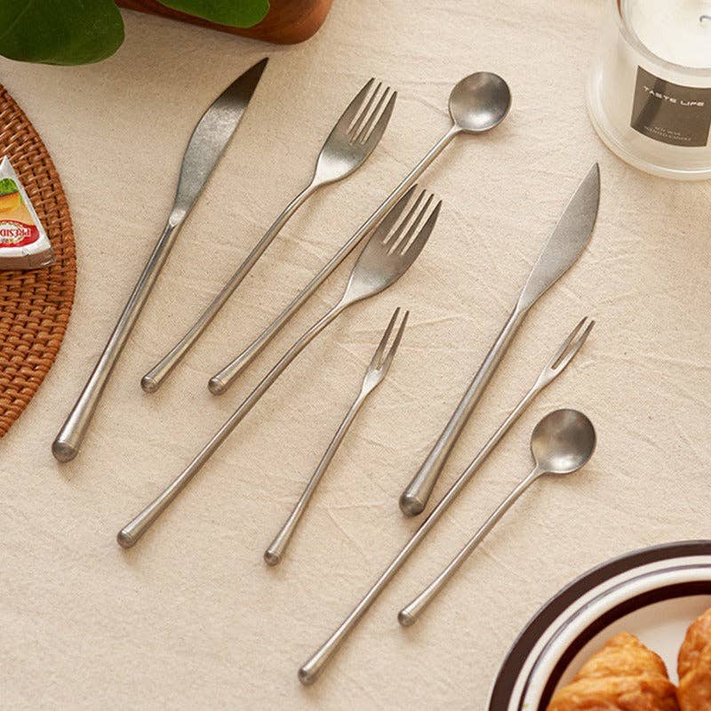 Gohobi （We cover U.S. import duties） - Wholesale Assorted Cutlery Set - Gohobi A Set of 5 Pieces Stonewashed Stainless Steel Cutlery9