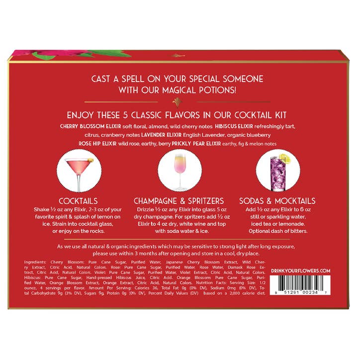 Floral Elixir Co. - Wholesale Cocktail Mix/Syrup - Love Potions Cocktail Kit. 5-Pack Flower Syrups.