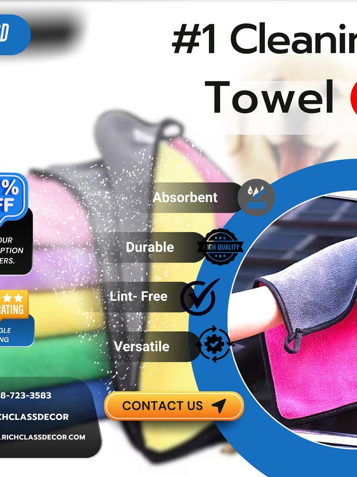 Sæt med 6 mikrofiberrengøringsklude (30x40 cm) for engroshandel hos Rich Class Decor