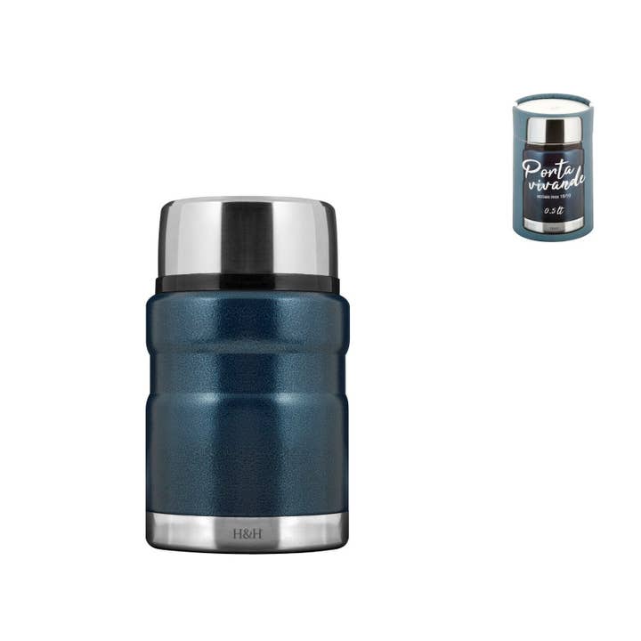 Porta Alimentos De Acero Inoxidable 18/10 Azul Lt 0,5 para venta al por mayor de H&H