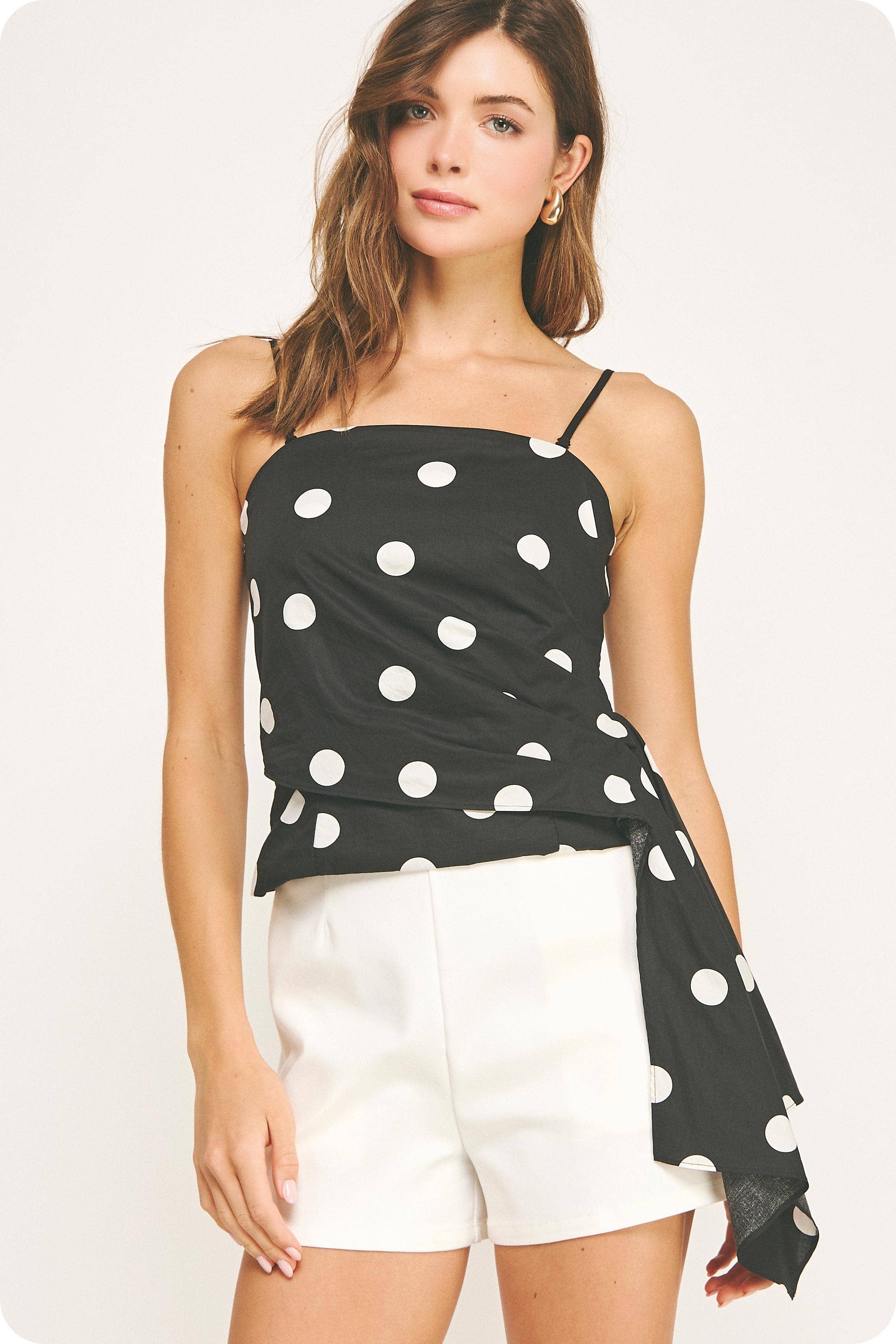 Strut & Bolt - Wholesale Blouse - Women's - Draped Pleat Detail Polka Corset Tube Top6