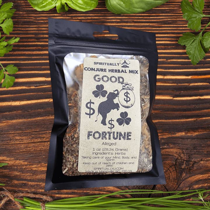 Good Fortune Conjure Herbal Mix for wholesale by Spiritually U LLC