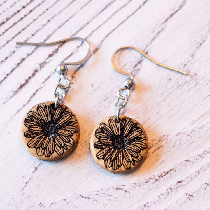 earrings - oak - flower for wholesale by SchmuckWald