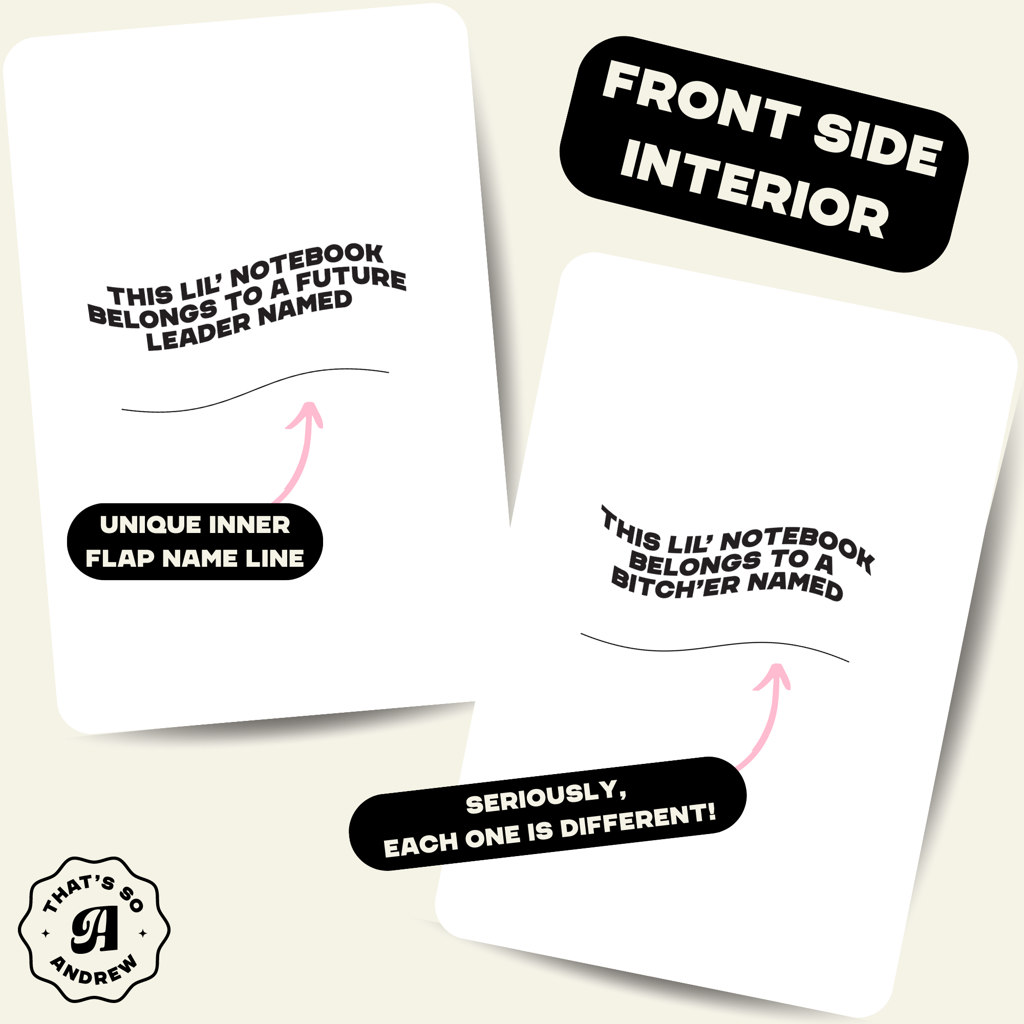 That’s So Andrew – Engroshandel Notesbog – Min tævebog | Pocket Journal, Mini Notebook, Mini Journal1