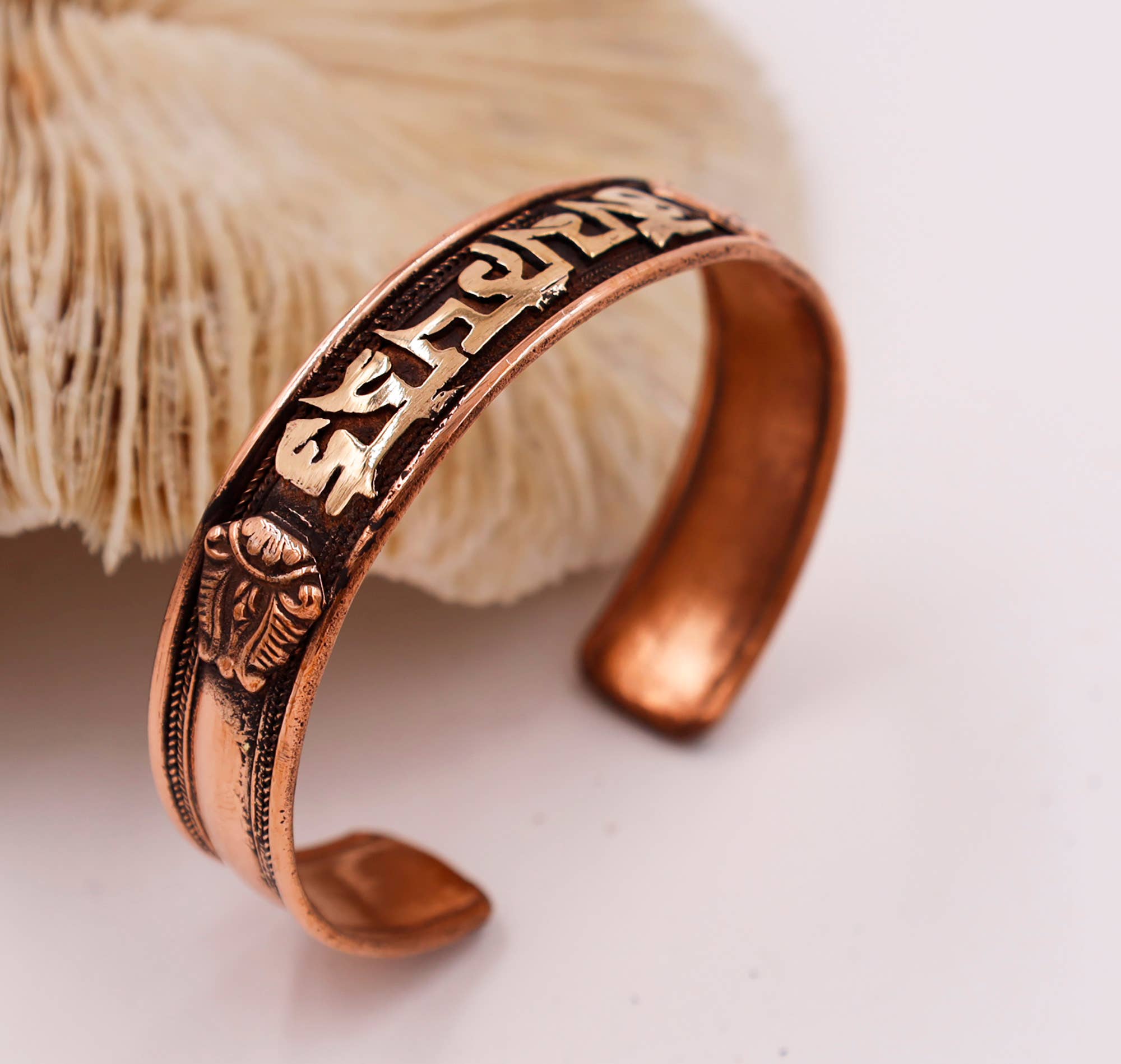 Lungta Imports - Wholesale Cuff Bracelet - Healing Spiritual Om Mani Padme Hum, Tibetan Copper Bracelet1