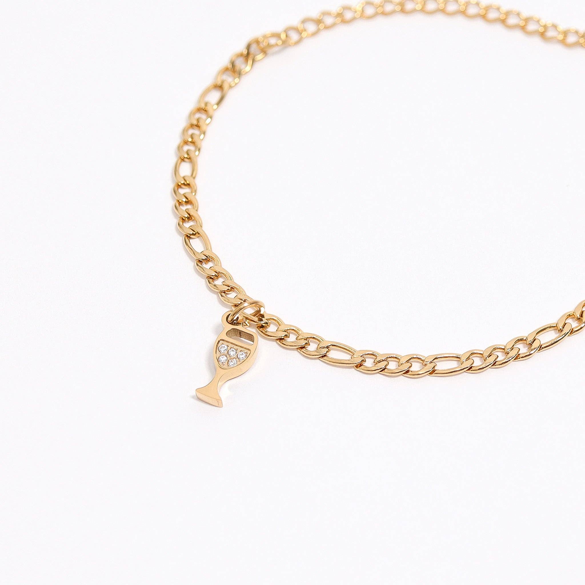 WJW - Wholesale Individual Charm/Pendant - 18K Gold PVD Stainless Steel CZ Wine Glass Charm4