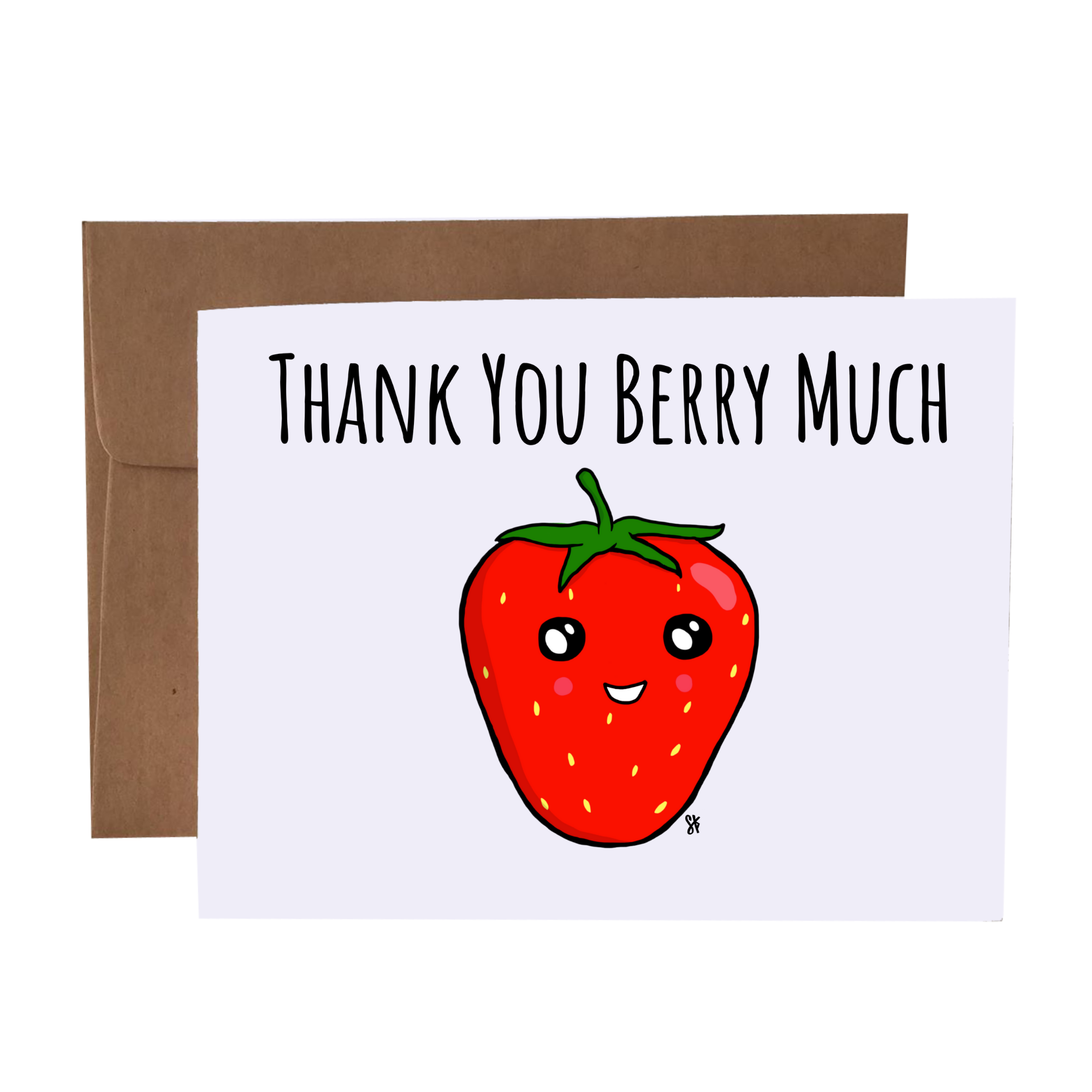 SKP ink - Wholesale Thank You Card - Thank You Berry Much Strawberry Pun Greeting Card0