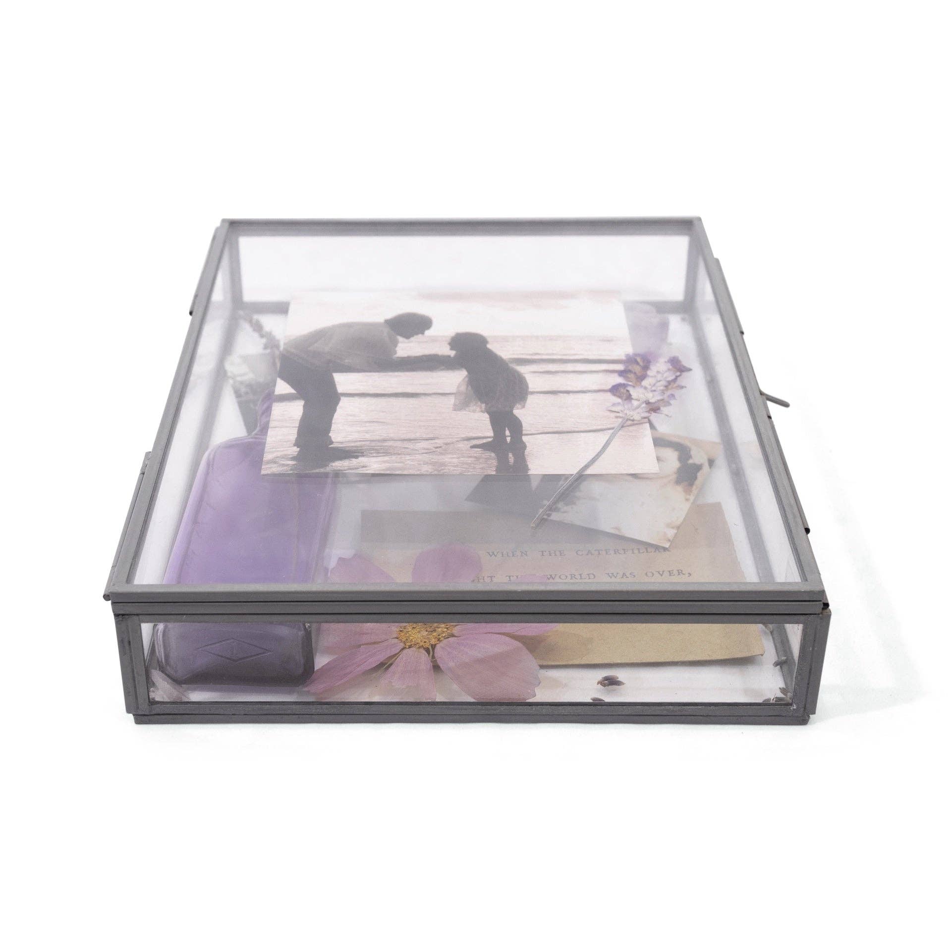 Sugarboo & Co – wholesale Decorative box – Rectangle Glass and Zinc Memory Box - 10" x 8" x 2"