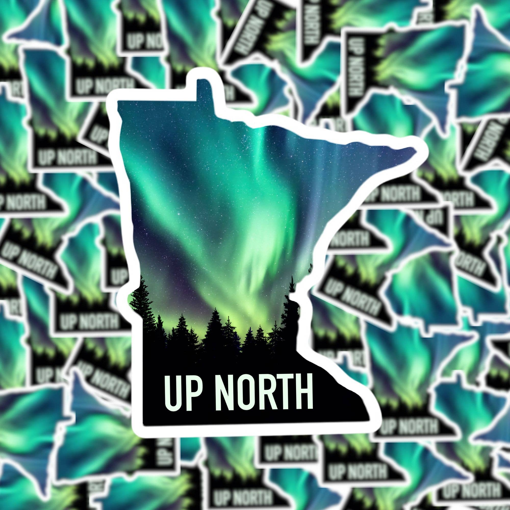 Fuzzy Loon Designs - Wholesale Sticker - Up North Minnesota Shaped Sticker