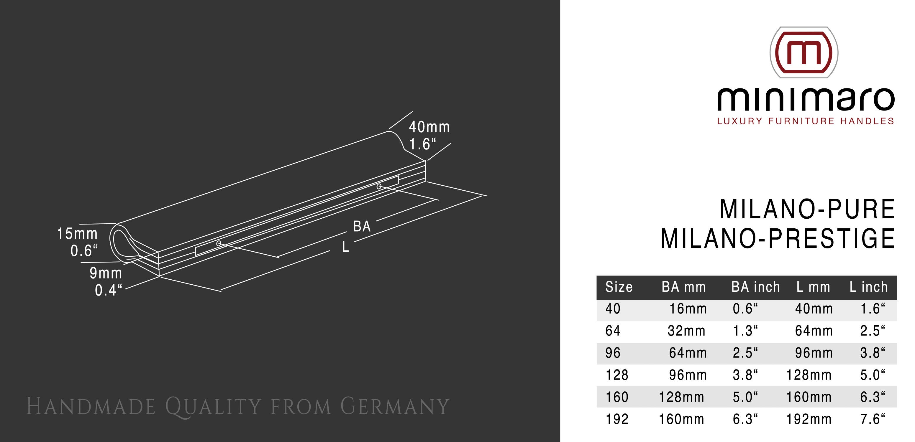 minimaro - luxury furniture handles – wholesale Knob/pull – MILANO-PURE - 61 colors - 6 sizes28