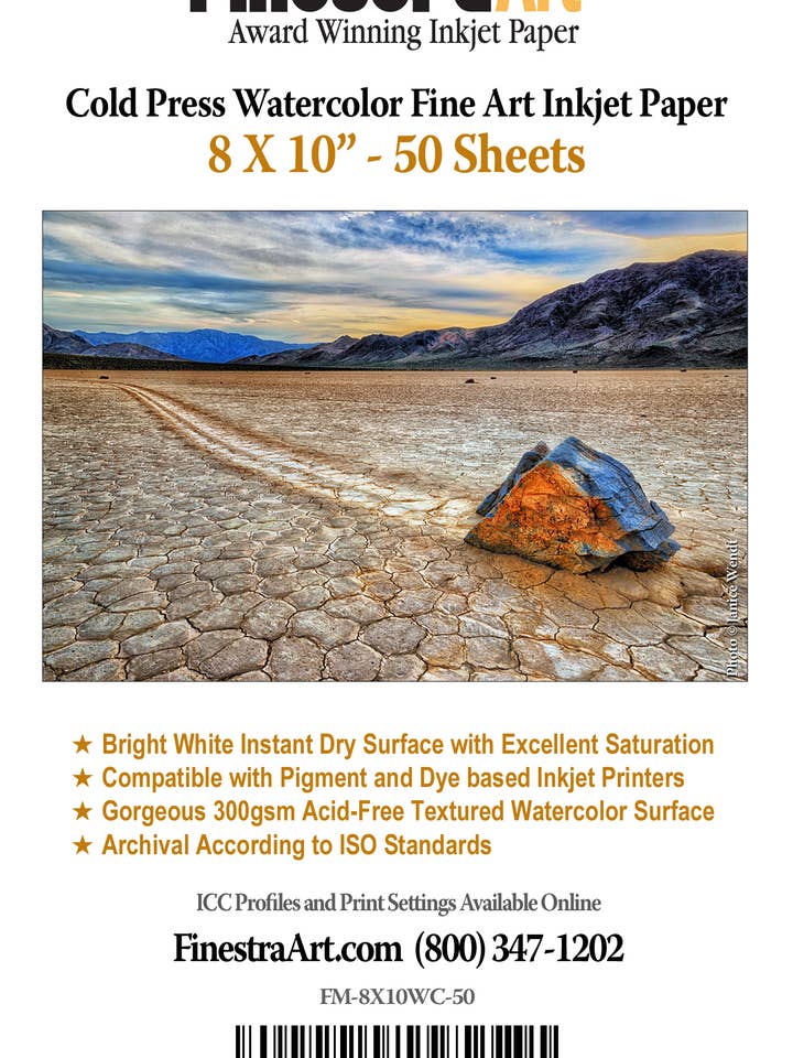 8"x10" Koudgeperst Aquarel Fijnkunst Inkjetpapier-50 Vellen voor wholesale door FinestraArt
