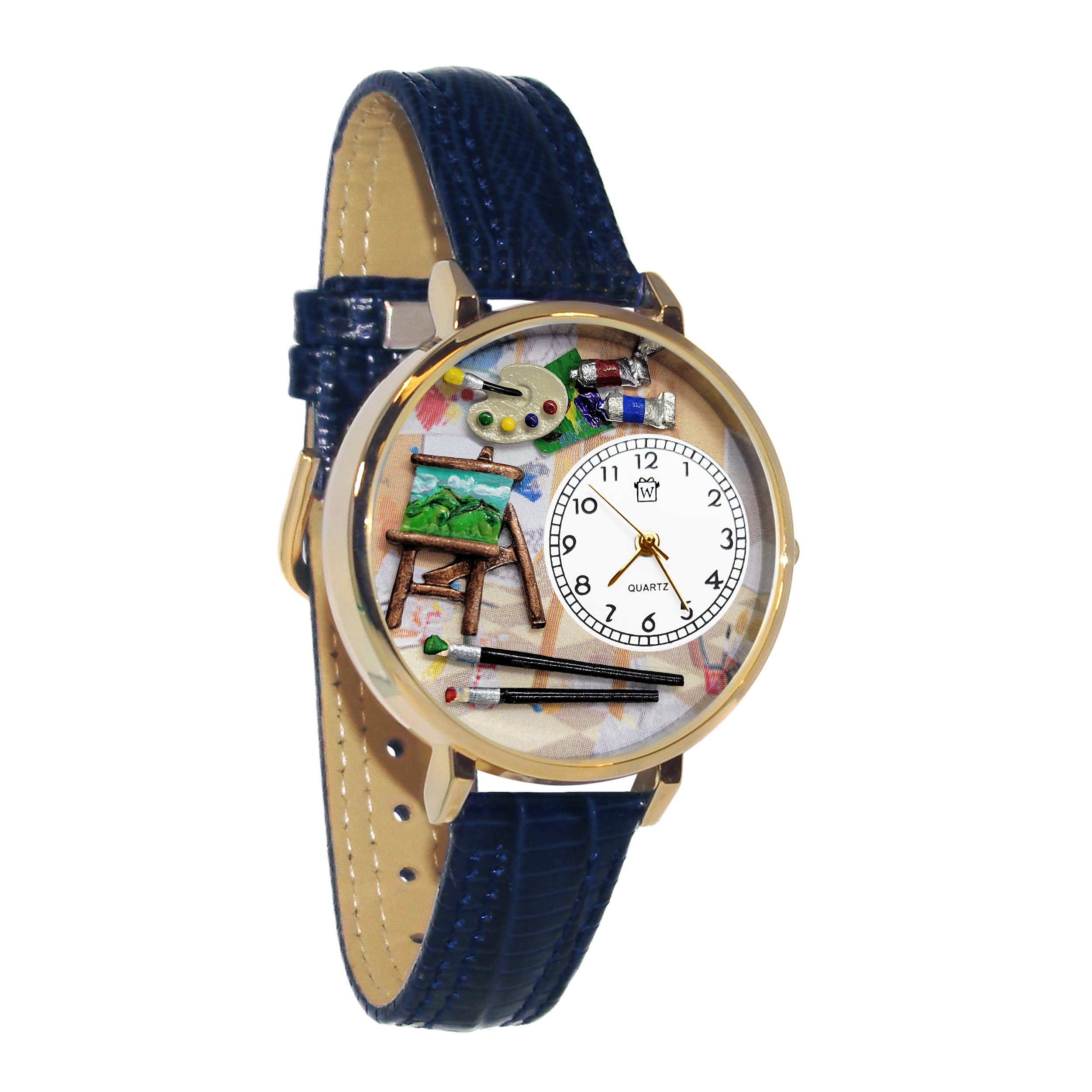 Whimsical Gifts - Vente Montre – femme - Montre Artist Easel 3D | Fabriquée à la main aux États-Unis | Doré ou argenté0