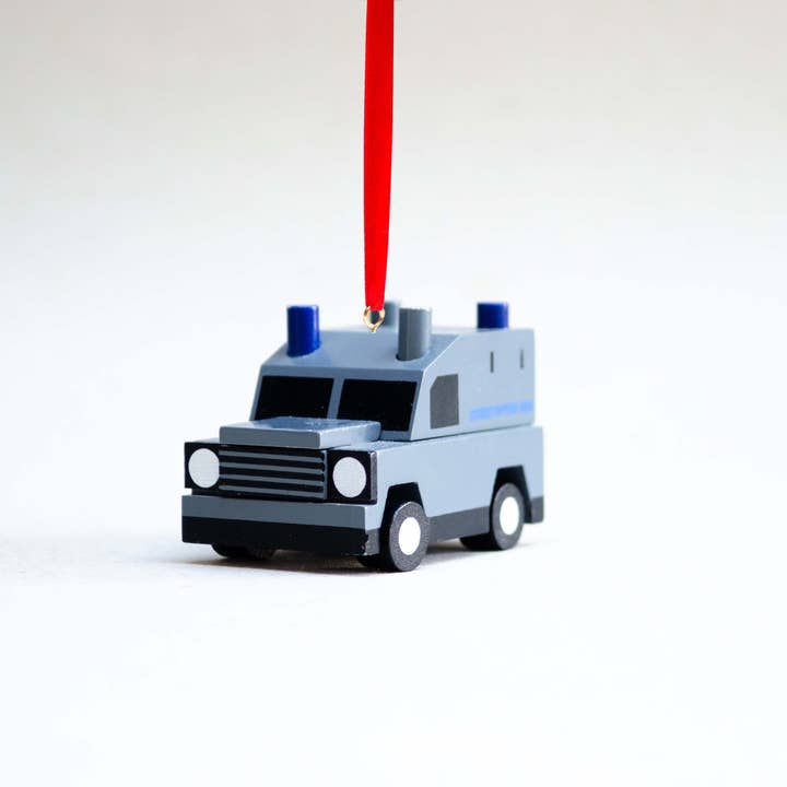 The Grey Police Van Decoration for wholesale by Cowfield Design
