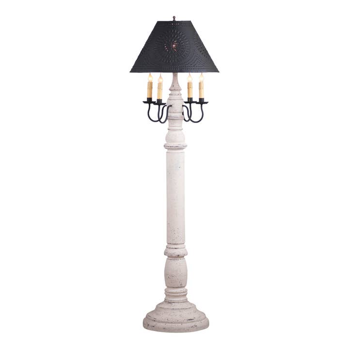 Irvin's Tinware - Wholesale Floor Lamp - Americana General James Woodspun Floor Lamp with Black Shade