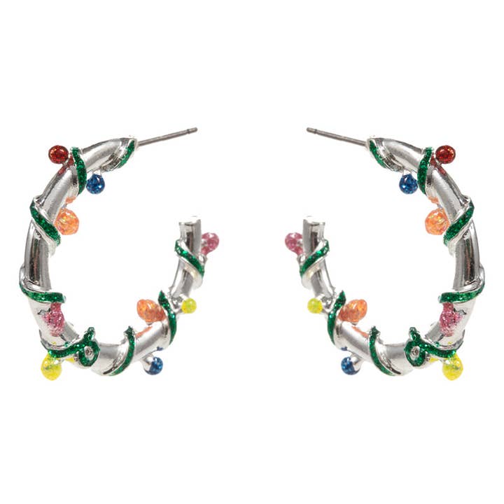 Designature New York - Wholesale Hoop Earrings - Christmas Round Enameled Wrapped Hoop Earrings
