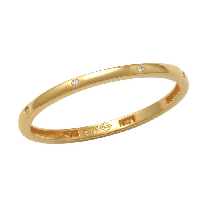 14kt Solid Gold Genuine Diamond Stacking Ring #2 for wholesale by Zahav Jewelry