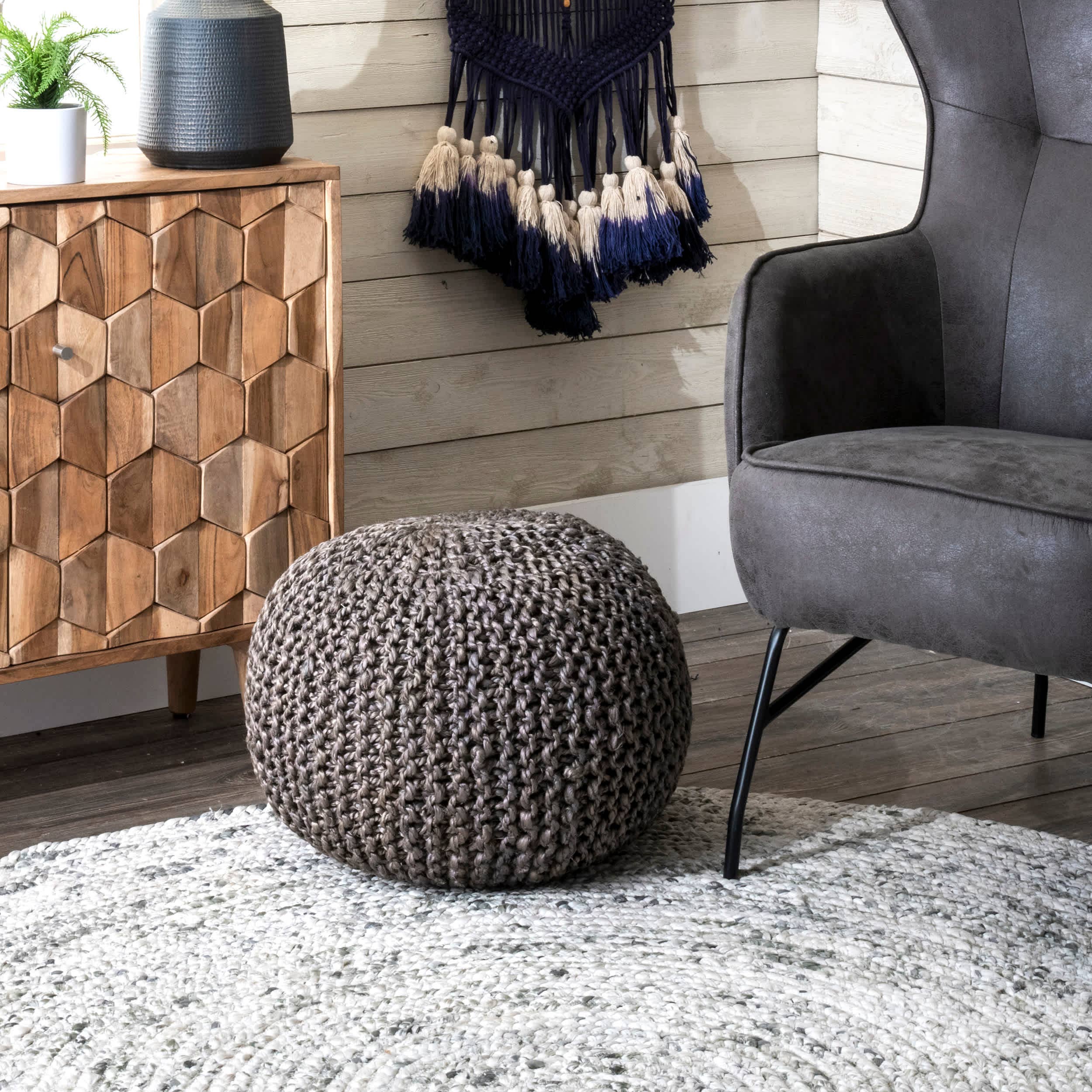 nuLOOM - Wholesale Pouf - York Classic Knitted Solid Jute Filled Ottoman Pouf3