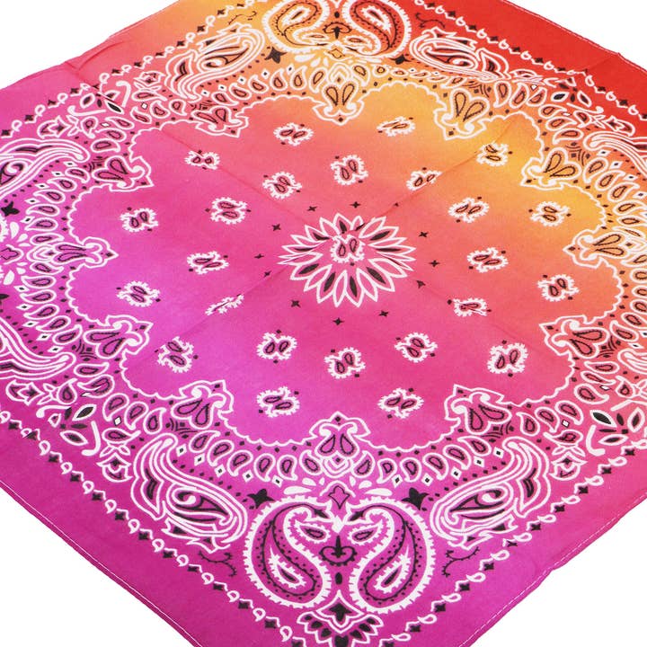 AS SHOWN Paisley Vibrant Ombre Gradient Cotton Bandana for wholesale on Faire2