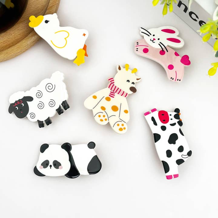Animal Hair Clips, Panda, Cow, Sheep and More Hair Barrette for wholesale by TheDivaSoap
