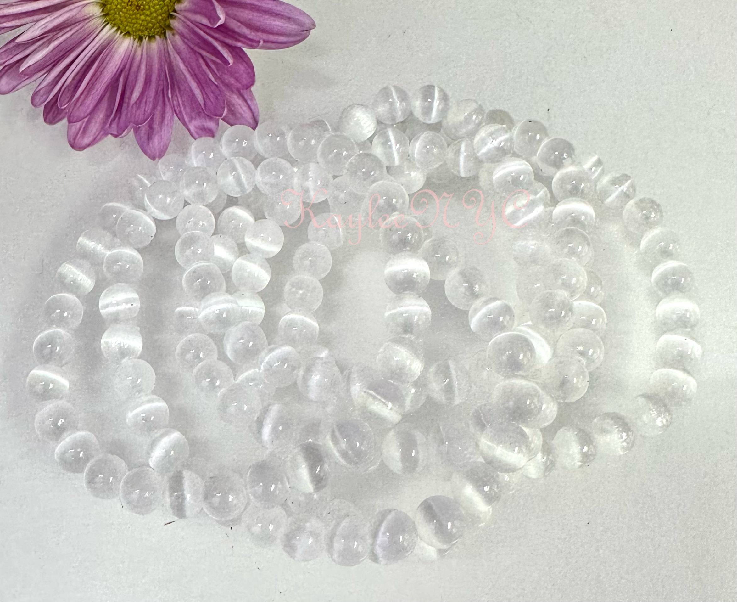 KayleeNYC – wholesale Beaded bracelet – Natural Selenite 6mm 7.5” Crystal Stretch Bracelet1